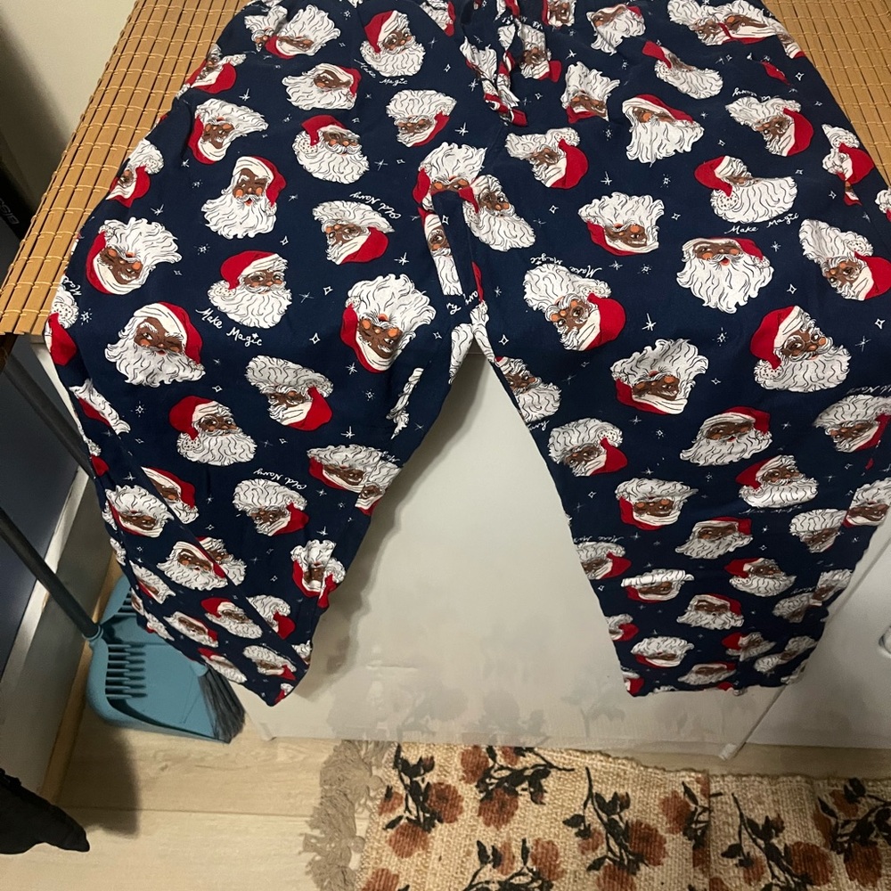 Old Navy Navy Blue Santa Print Pajama Pants